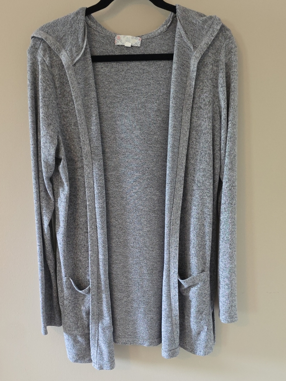 Pink Rose Gray Hooded Open-Front Cardigan